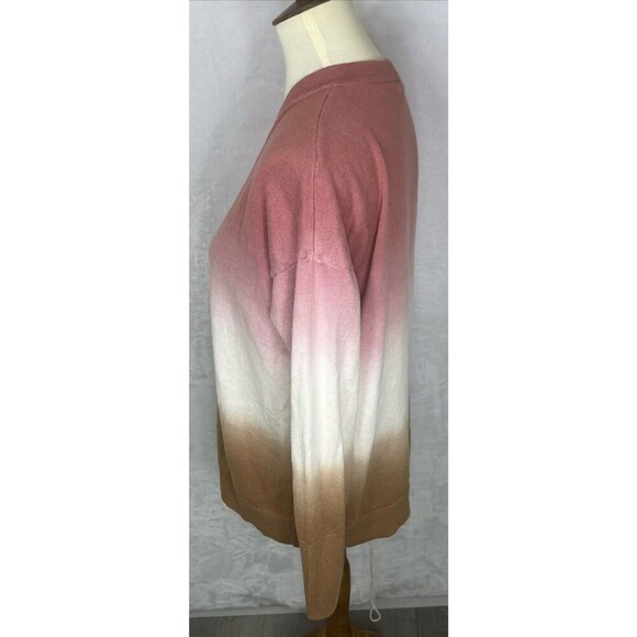 J. Jill Dip Dyed Ombre Cardigan Sweater Sunset Pink Cream Brown Size Small - Picture 4 of 9